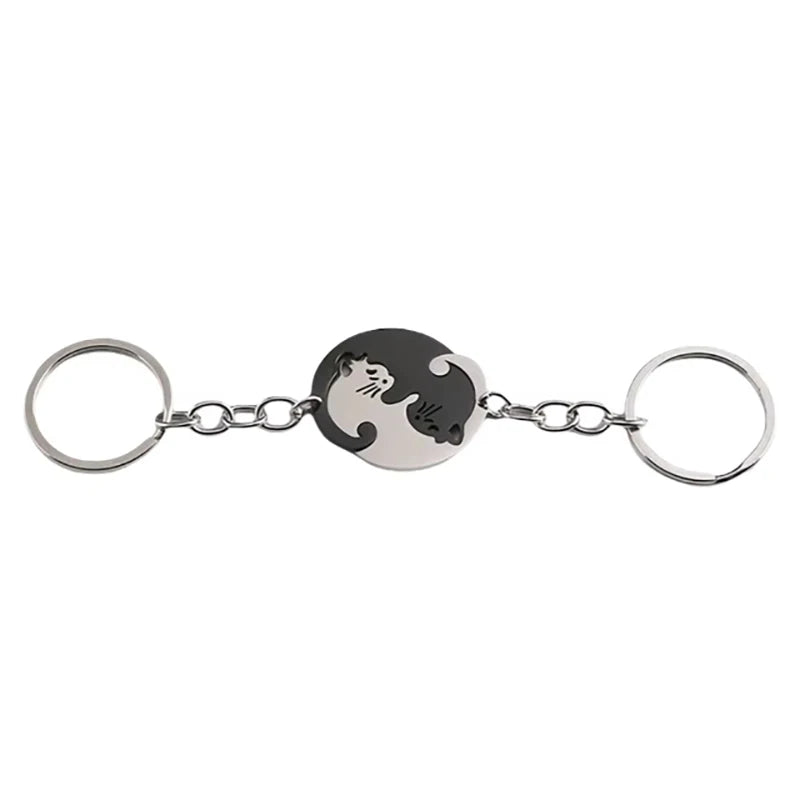 Black Cat Matching Couples Keychain – Stainless Steel Puzzle Keyring - Image 13