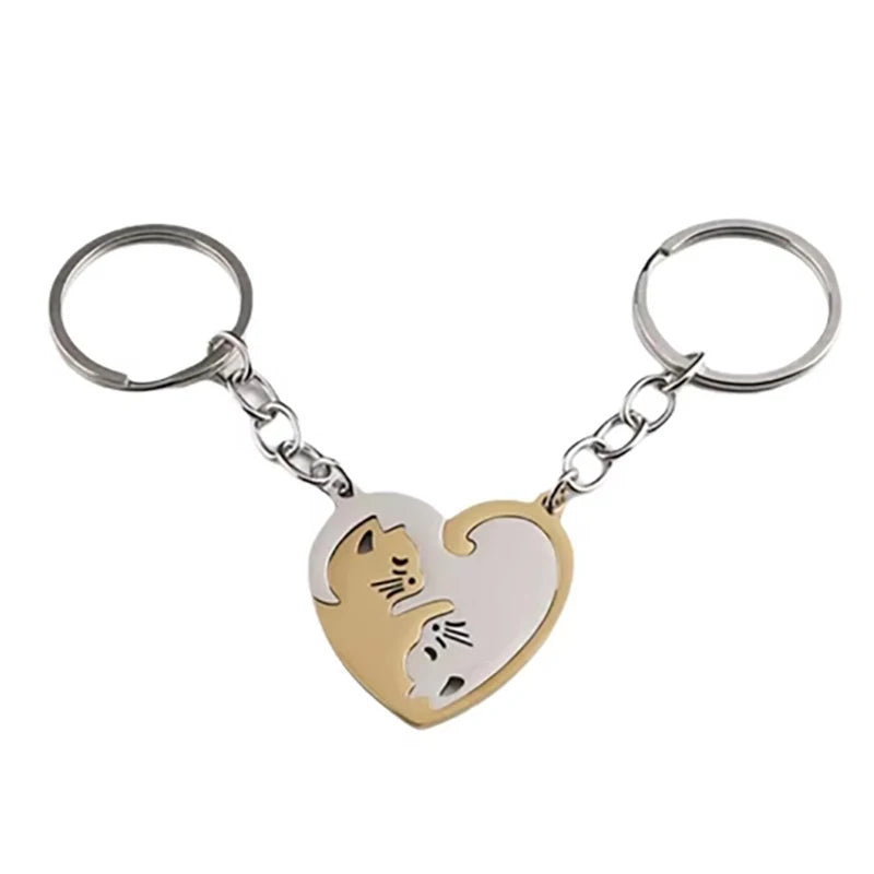 Black Cat Matching Couples Keychain – Stainless Steel Puzzle Keyring - Image 7