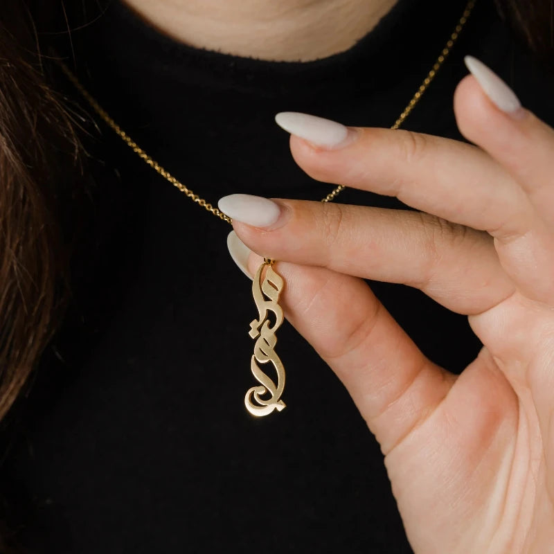 Quran Design Vertical Necklace – Stainless Steel Islamic Pendant for Women - Image 2