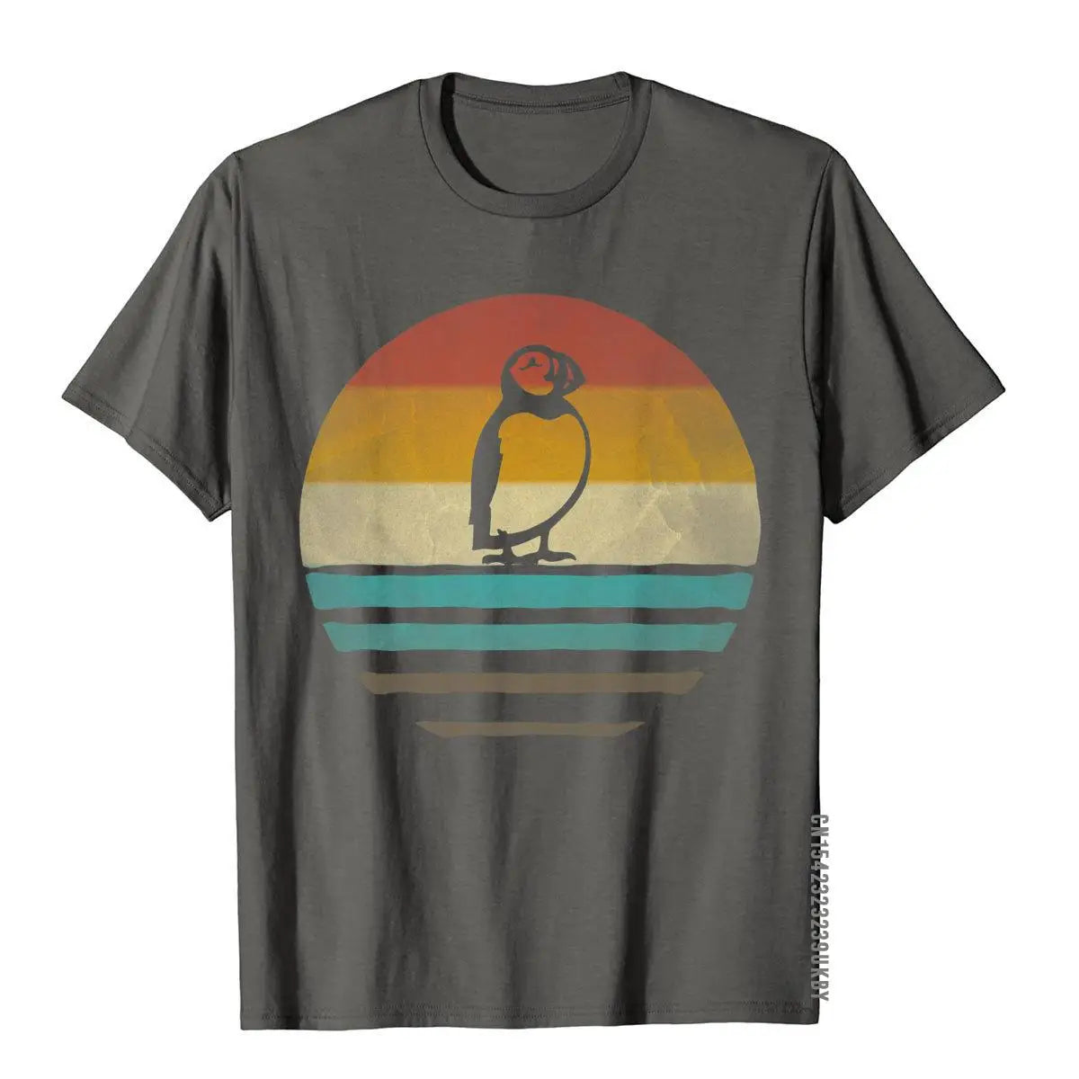 Retro Vintage Sunset Puffin T-Shirt – Cute & Funny Seabird Gift Tee for Men - Image 5