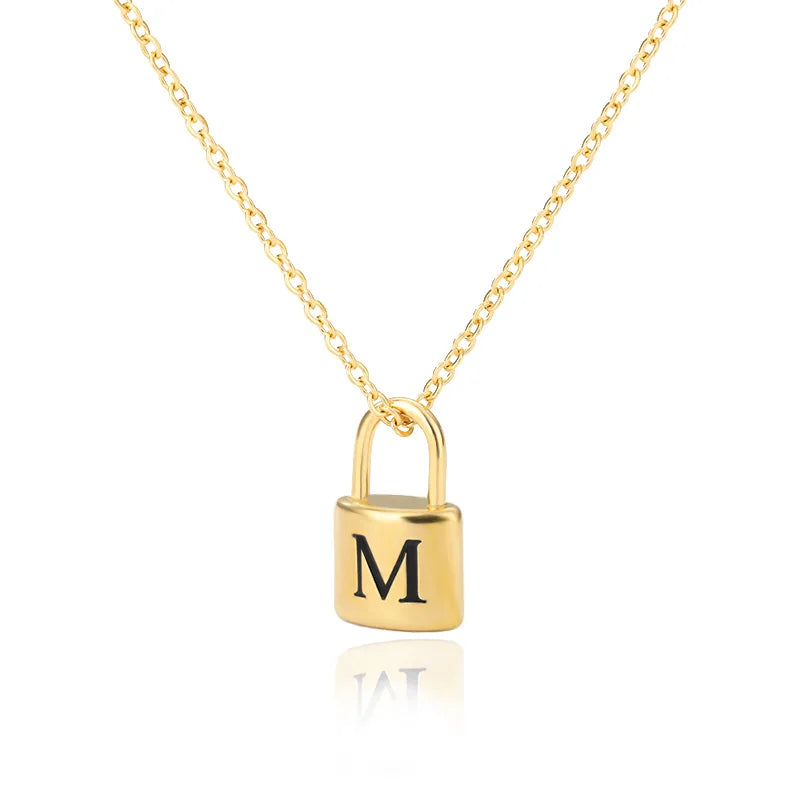 Stainless Steel Lock Pendant Necklace – A–Z Initial Capital Letter Jewelry for Women - Image 10