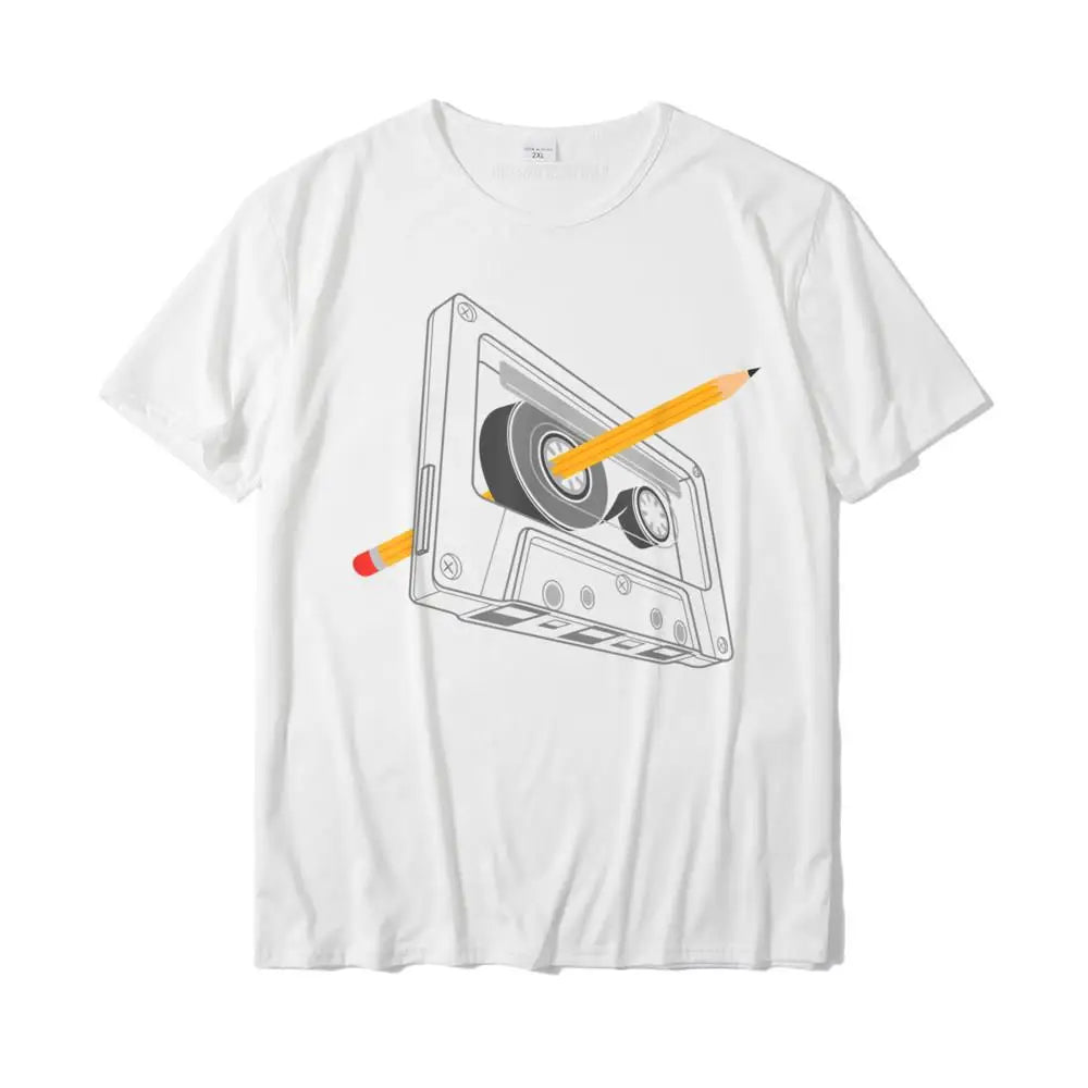 Vintage Rewind Cassette Pencil T-Shirt – Funny 80s 90s Retro Tee for Men & Women - Image 8