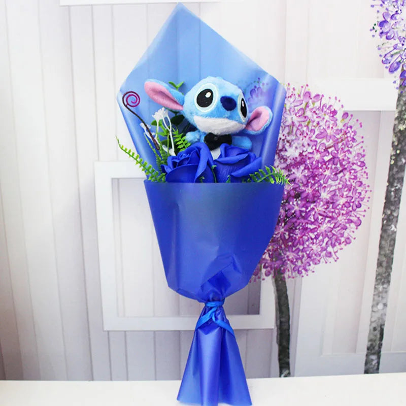 9 Styles Kawaii Stitch Soap Flower Plush Toy – Soft Stuffed Anime Doll - Image 18