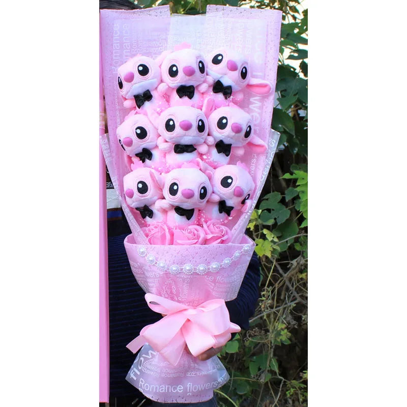 9 Styles Kawaii Stitch Soap Flower Plush Toy – Soft Stuffed Anime Doll - Image 12