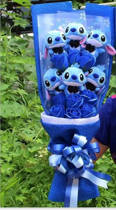 9 Styles Kawaii Stitch Soap Flower Plush Toy – Soft Stuffed Anime Doll - Image 7