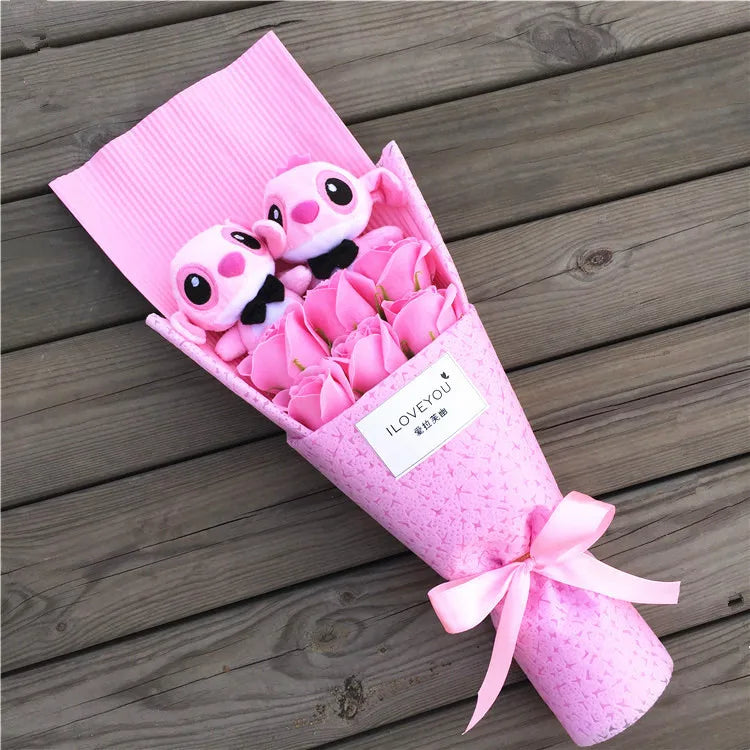 9 Styles Kawaii Stitch Soap Flower Plush Toy – Soft Stuffed Anime Doll - Image 8