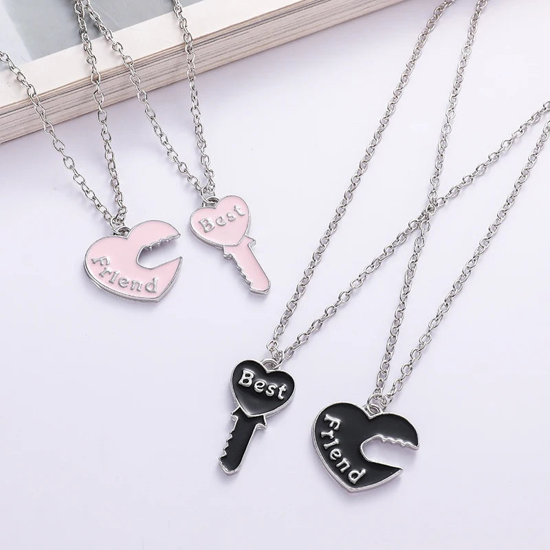 I Love You Best Friends Couple Necklace – Puzzle BFF, Key & Lock, Tai Chi Heart Pendants - Image 5