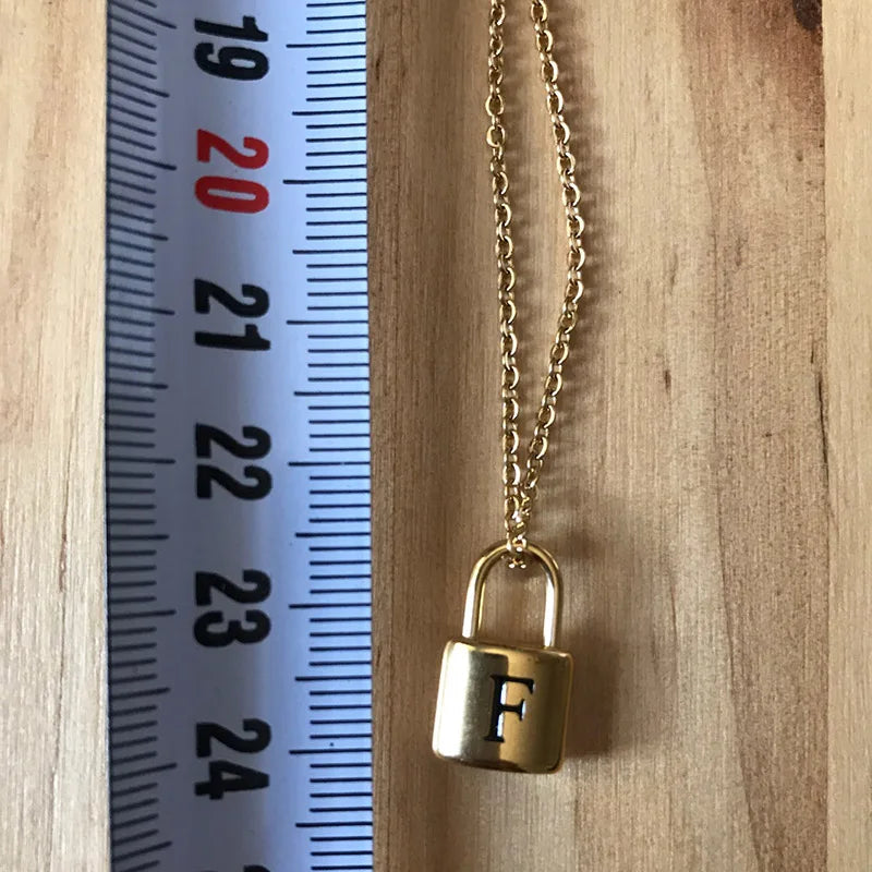 Stainless Steel Lock Pendant Necklace – A–Z Initial Capital Letter Jewelry for Women - Image 5