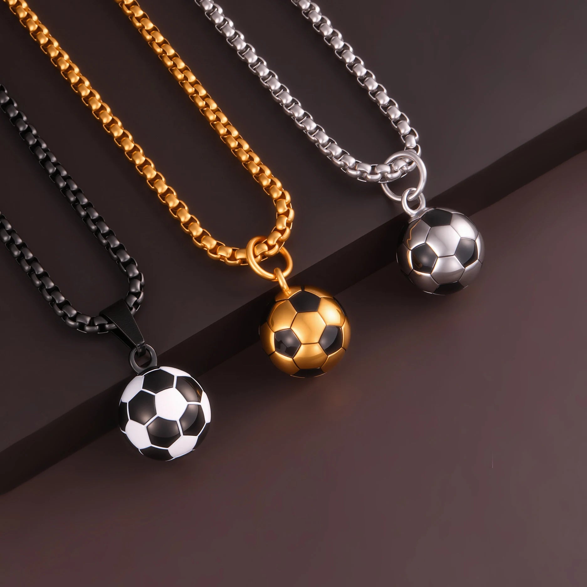 Fashion Sporty Stainless Steel Football Necklace – Enamel Soccer Pendant for Men - Image 3