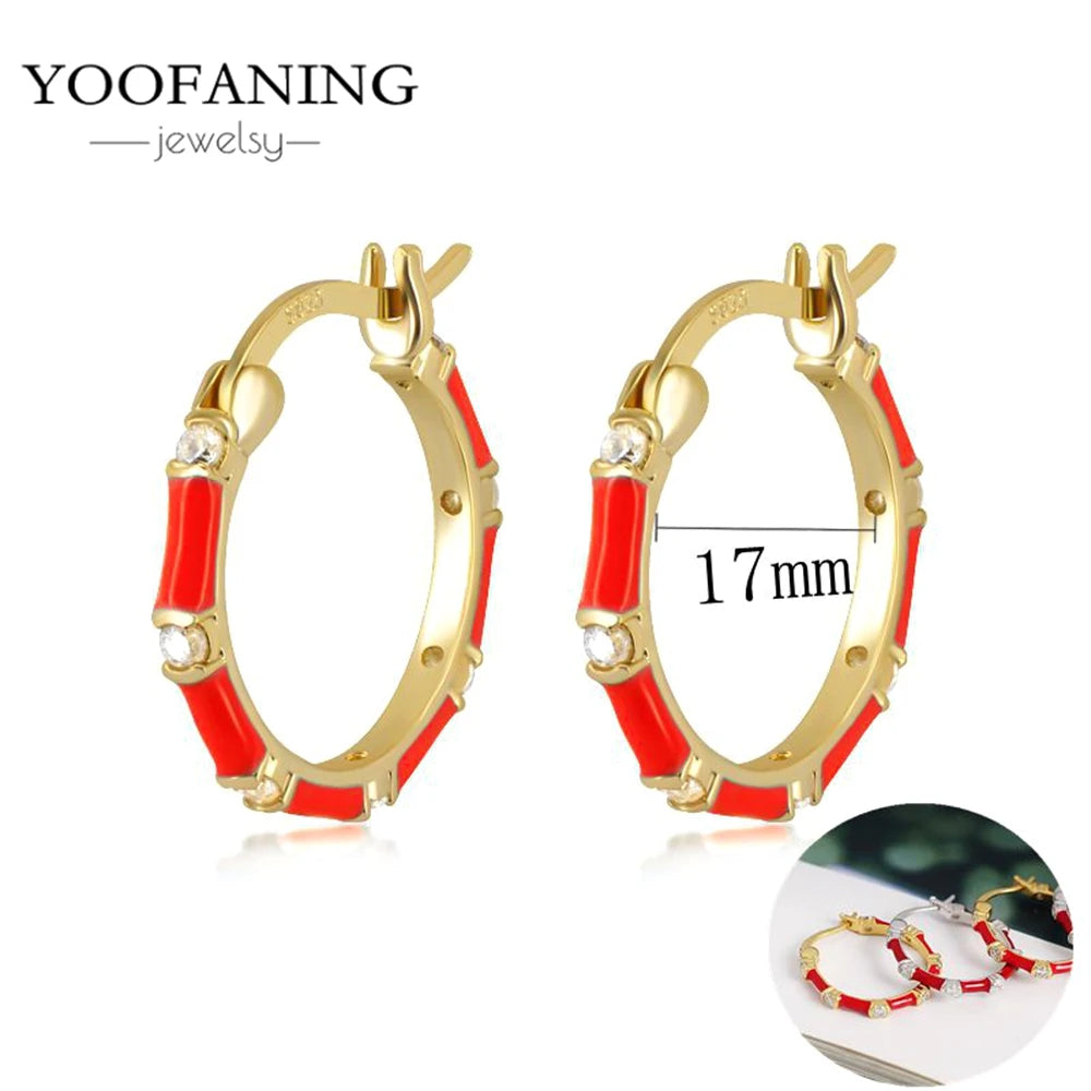 925 Sterling Silver Red Series Hoop Earrings – Red Zircon Love, Strawberry & Starfish Design - Image 29