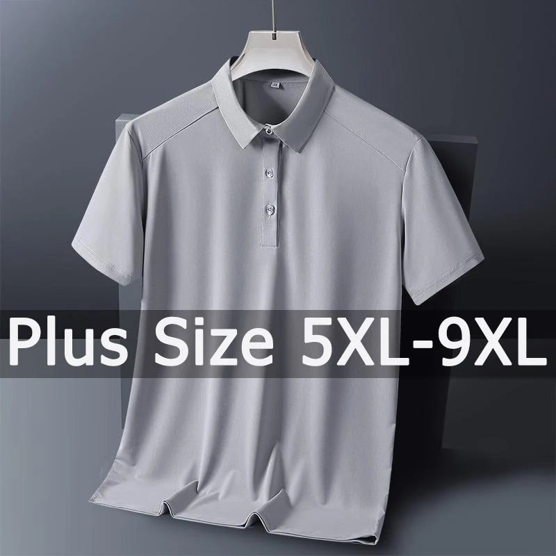 Plus Size Men’s Polo T-Shirt – 9XL Loose Fit Casual Formal Tee for Up to 150kg
