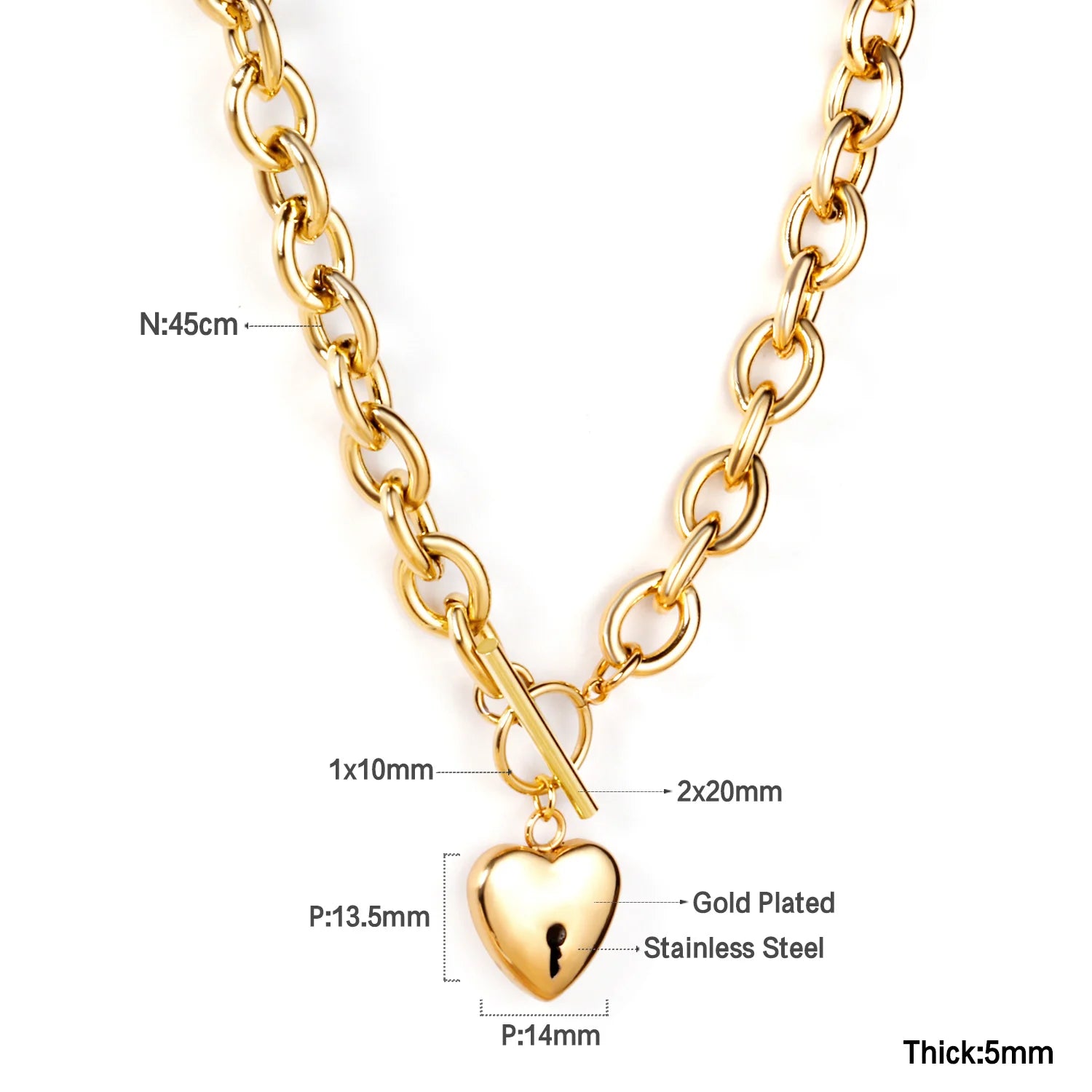 ASONSTEEL Romantic Heart Pendant Necklace – Golden Stainless Steel Choker for Women - Image 24