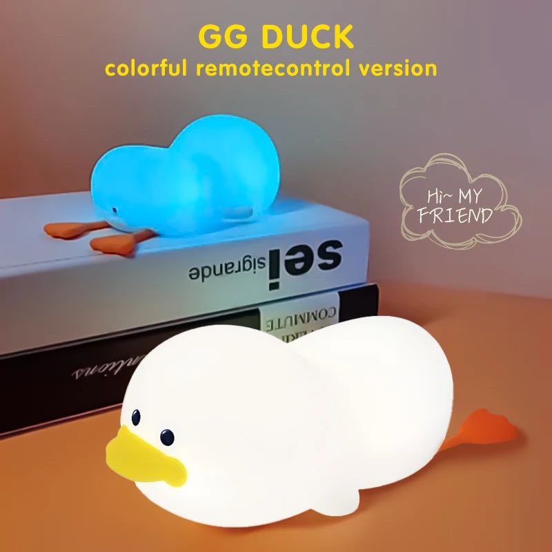 Doudou Duck Night Light – Soft Silicone Clap Lamp for Kids with USB Charging & Timer - Image 4
