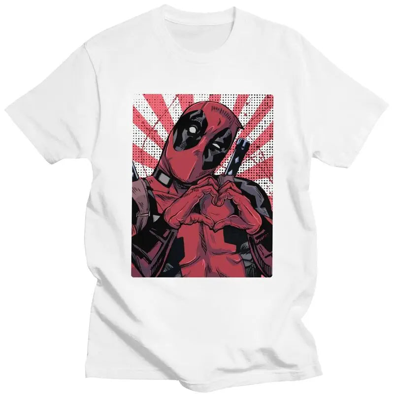 Cool Deadpool Heart Hands T-Shirt – Men’s Short Sleeve Cotton Tee - Image 14
