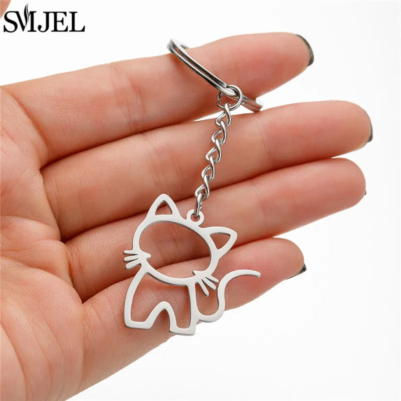 Cartoon Kitten Keychain – Cute Happy Cat Pendant for Bags, Keys & DIY Gifts - Image 4
