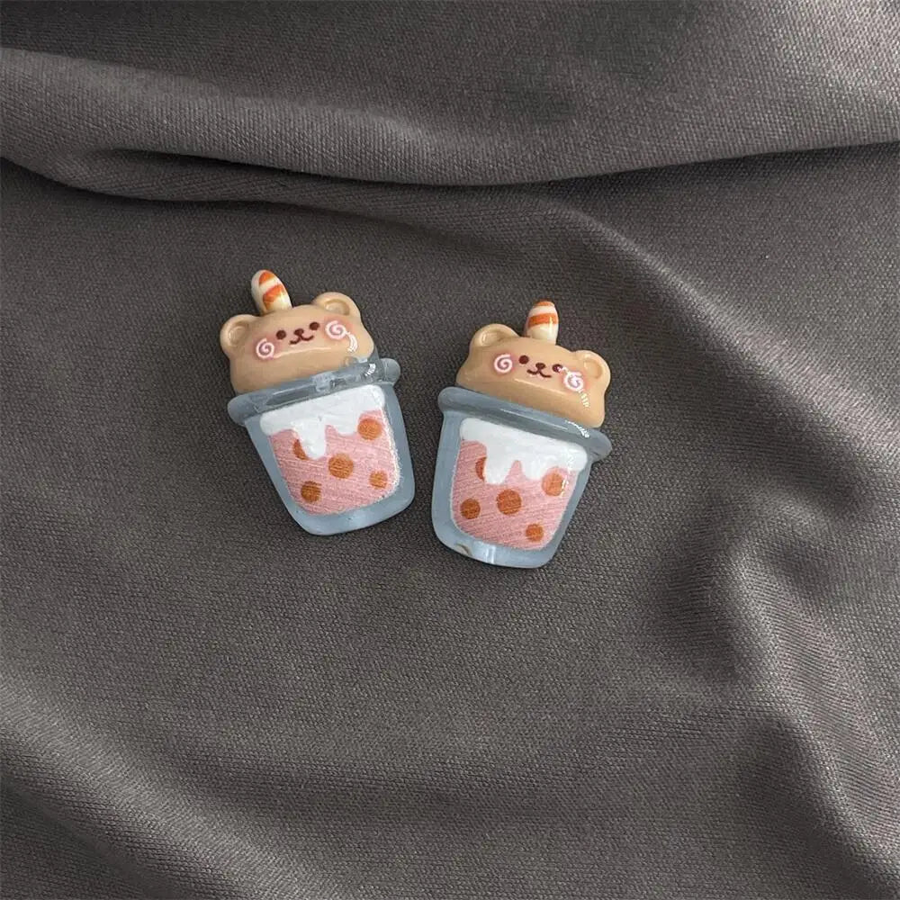 10pcs Kawaii Cartoon Milk Tea Coffee Cake Bear Flatbacks – Hair Embellishments for DIY Bows & Wedding Hairpin Accessories - Image 10