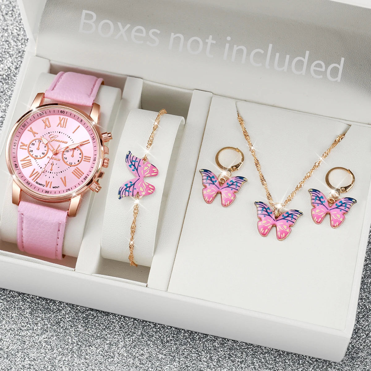 5/6PC Fashion Women's Quartz Watch & Jewelry Set - Image 6