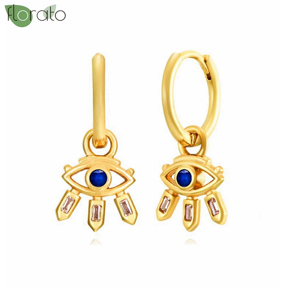 925 Sterling Silver Needle Vintage Gold Hoop Earrings – Evil Eye Pendant Jewelry for Women - Image 20