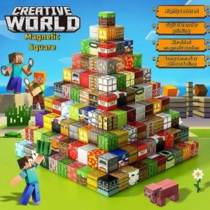 200P Upgraded Magnetic Building Blocks โ World Cube Magnets DIY Montessori Sensory Toy