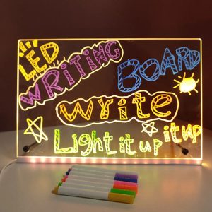 LED Note Board Night Light – DIY Acrylic Message Board with 7 Colorful Pens for Kids