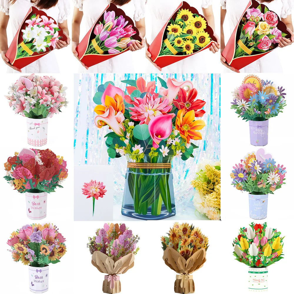 Premium 3D Pop-Up Flower Bouquet Card – Handmade Greeting Card for Special Occasions - Image 4