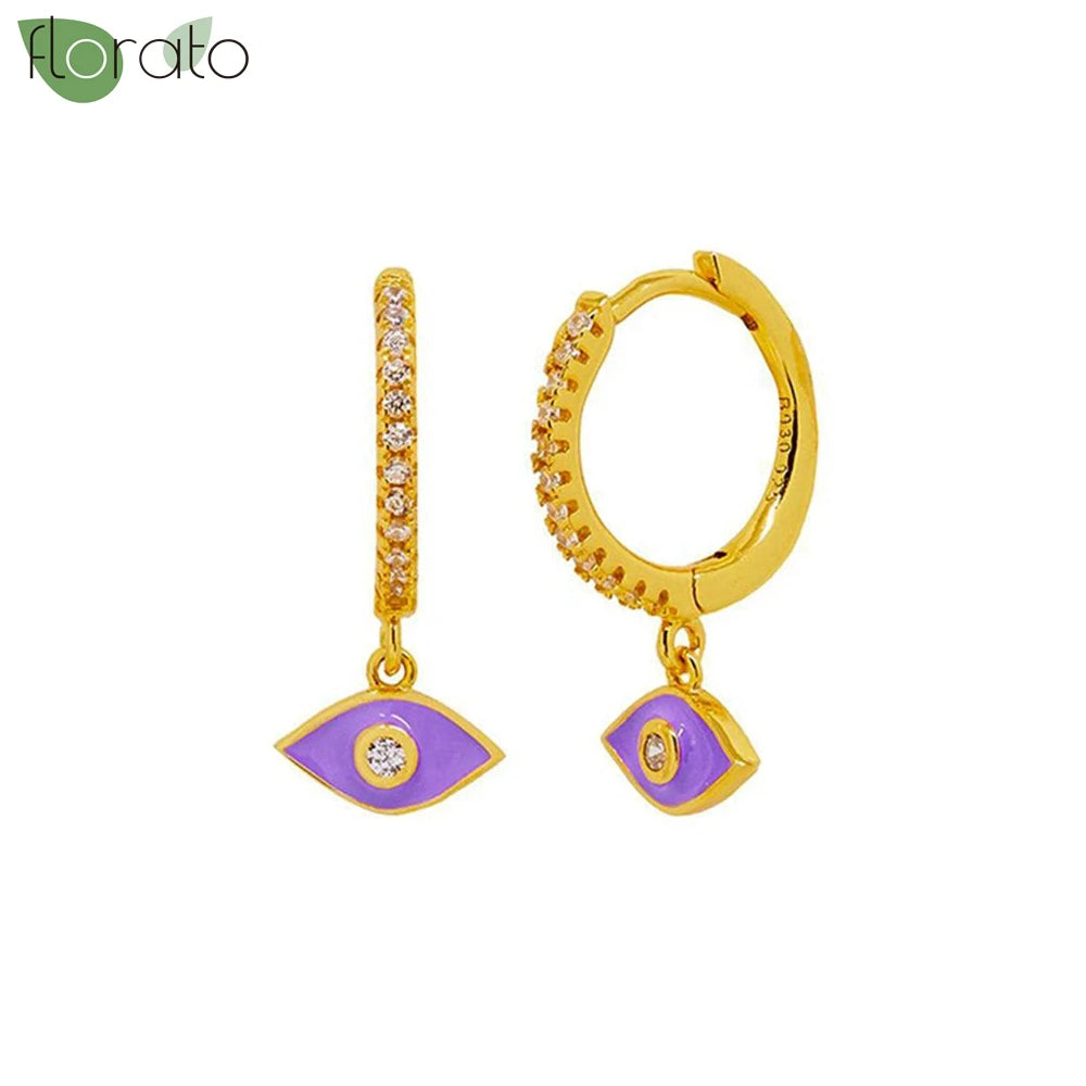 925 Sterling Silver Needle Vintage Gold Hoop Earrings – Evil Eye Pendant Jewelry for Women - Image 30
