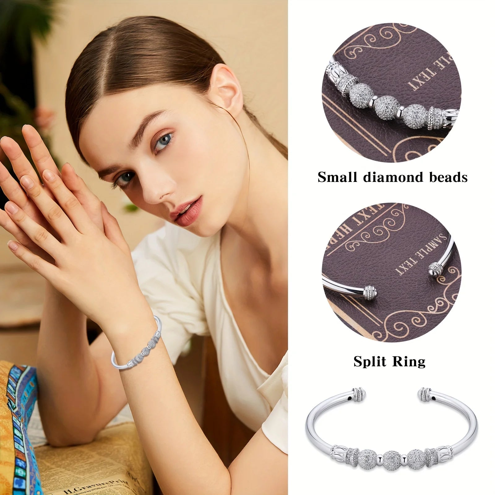 S925 Silver Moissanite Open Bangle – Elegant Jewelry Gift for Her - Image 6