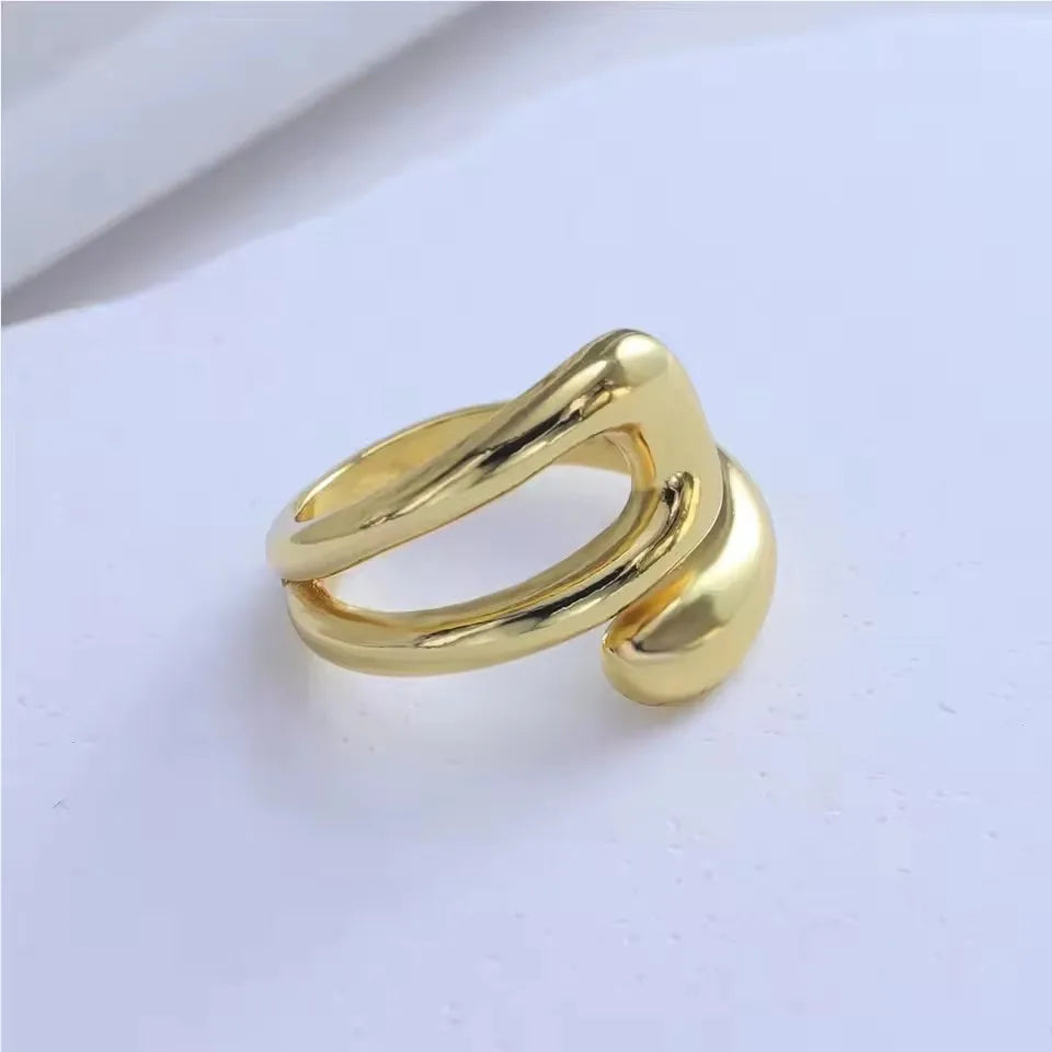 VENTFILLE 925 Sterling Silver Wave Ring – Irregular Golden Stackable Adjustable Ring for Women - Image 48
