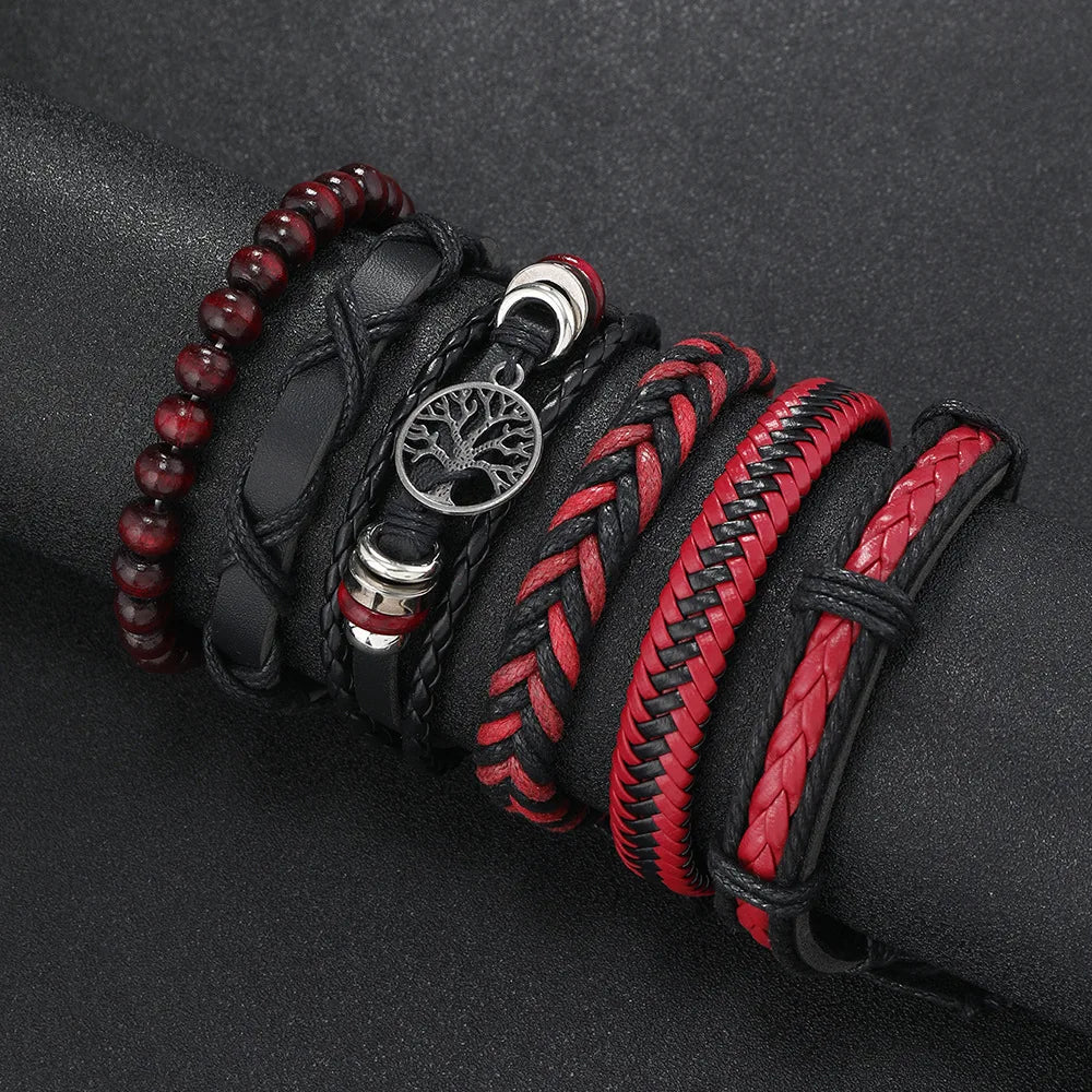 Punk Casual 6-Pc Beaded & Leather Bracelet Set - Image 5