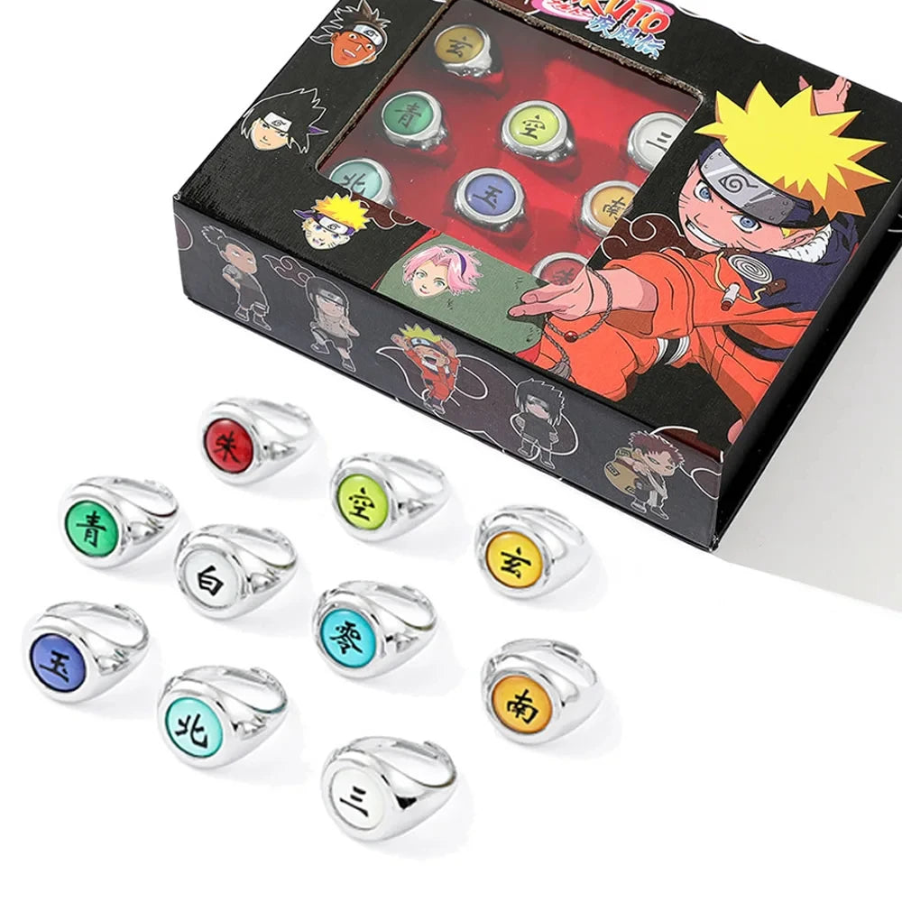 10pcs Naruto Akatsuki Rings Set – Anime Cosplay Accessories for Kids & Fans