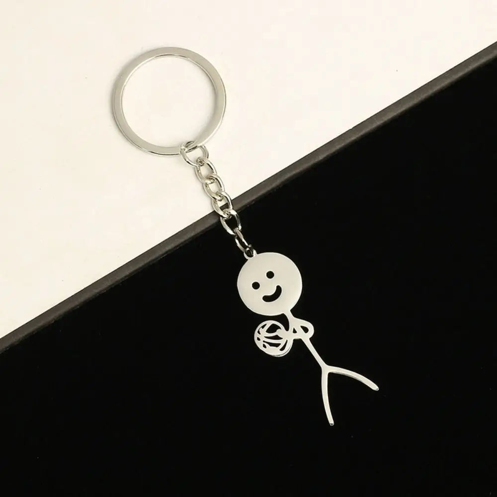Unique Than Heart Stickman Couple Keychain – Fun & Creative Metal Keyring Gift - Image 3