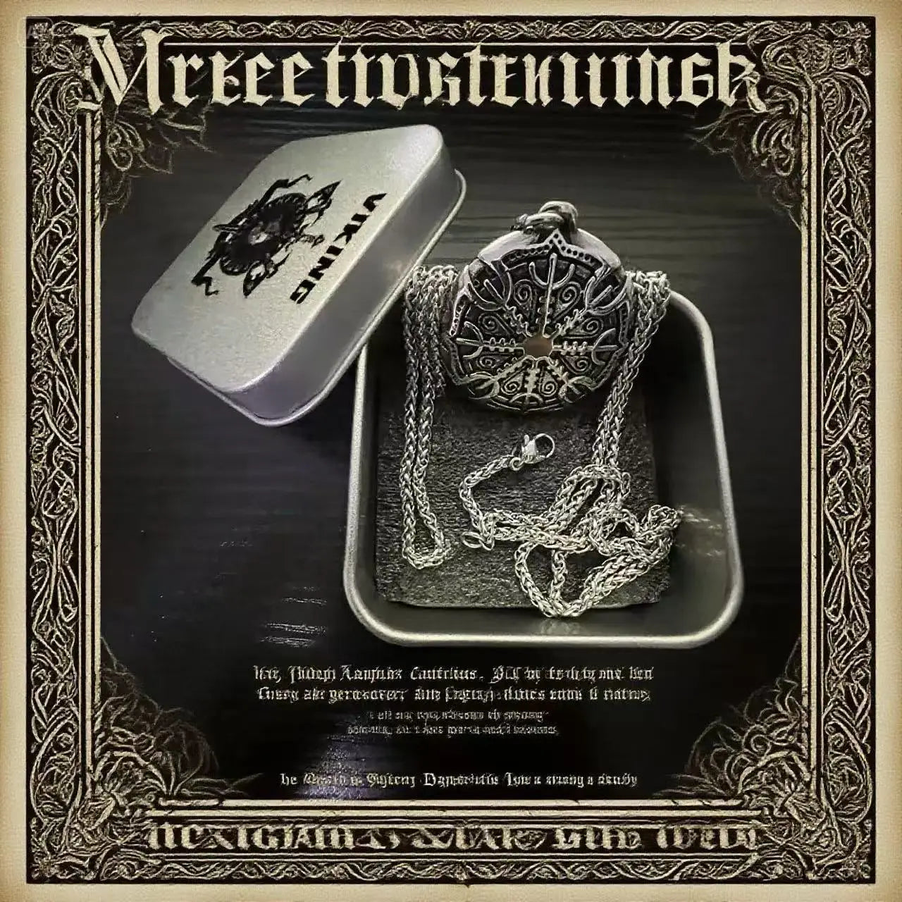 HNSP Viking Shield Pendant Necklace – 316L Stainless Steel Chain for Men - Image 4