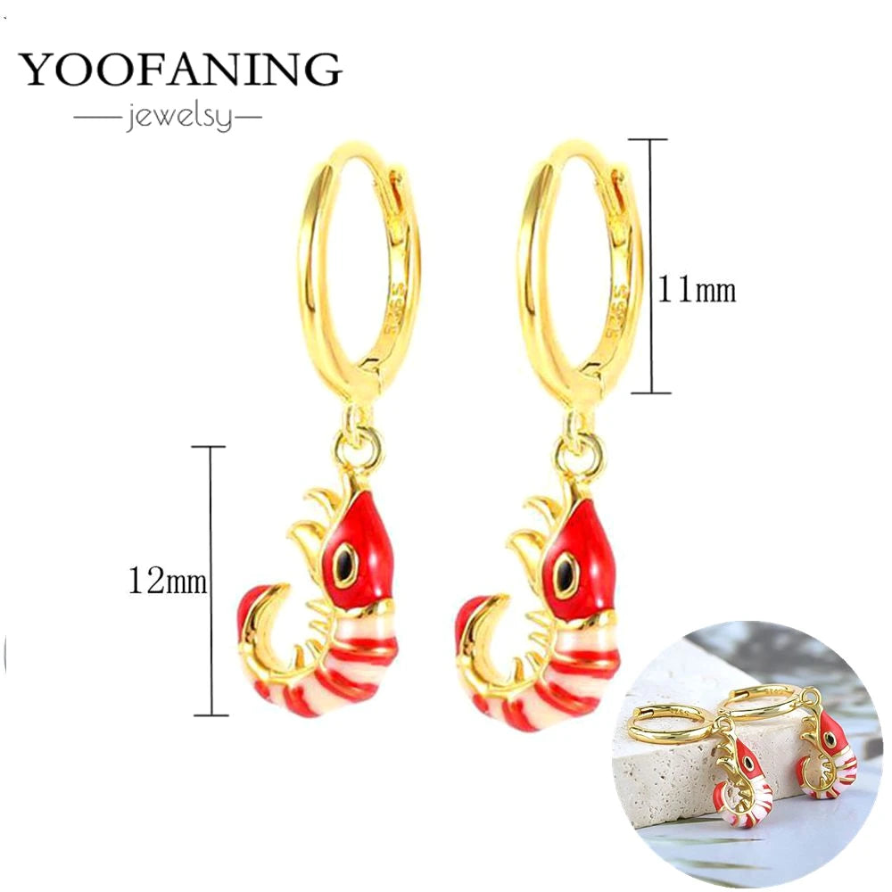 925 Sterling Silver Red Series Hoop Earrings – Red Zircon Love, Strawberry & Starfish Design - Image 26