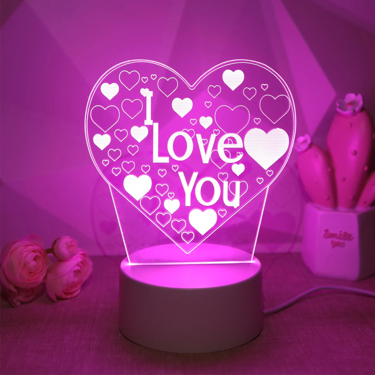 Pink Romantic Confession “I LOVE YOU” 3D Night Light - Image 7