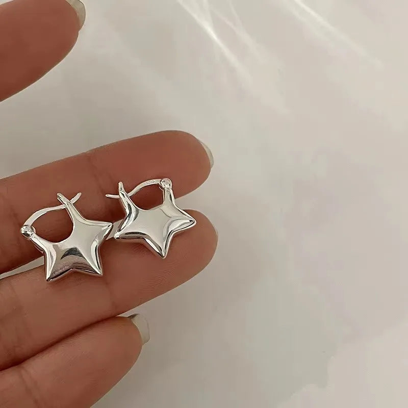 925 Sterling Silver Vintage Simple Star Earrings – Trendy Hypoallergenic Jewelry for Women - Image 4