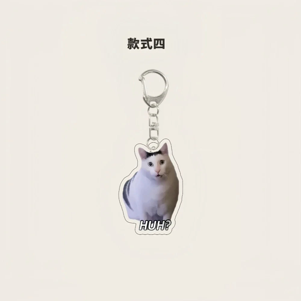 Funny Rambling Goat & Huh Cat Meme Keychain – Screaming Confused Cat Pendant Gift - Image 10