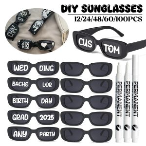 12β100 PCS Custom Wedding Sunglasses β Retro Square DIY Glasses with Pens for Parties & Events (GRAD 2025)