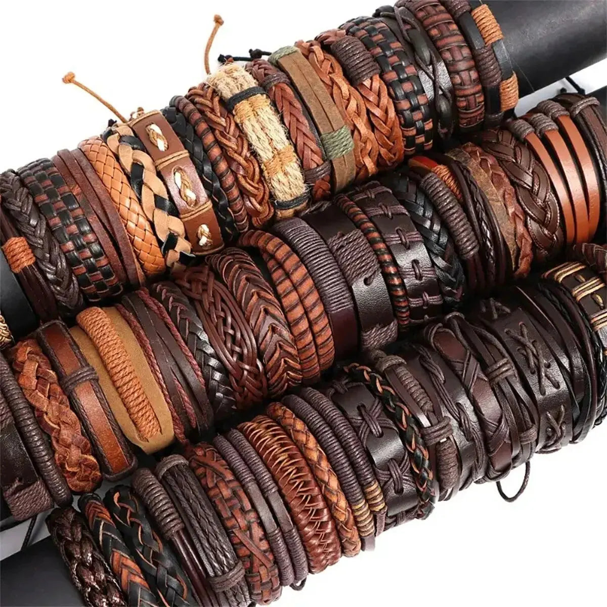 Random Style Webbing, Rope & Leather Bracelets - Image 2
