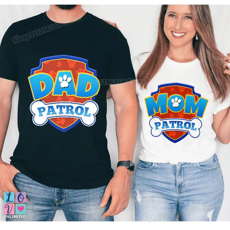 Cartoon Paw Patrol Dad & Mum Graphic T-Shirts – Matching Summer Outfits for Couples & Parents - Image 2