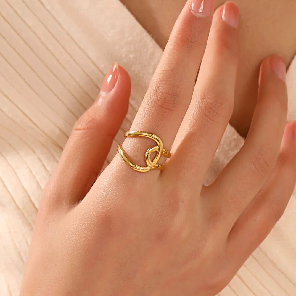 Gold Color Stainless Steel Heart Ring - Image 3