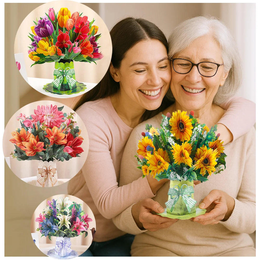 Premium 3D Pop-Up Flower Bouquet Card – Handmade Greeting Card for Special Occasions