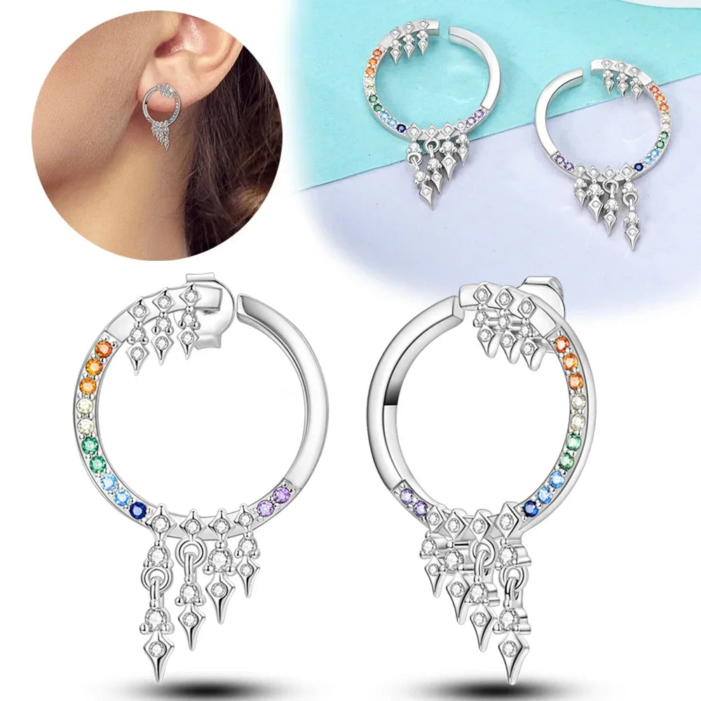 925 Sterling Silver Star, Moon & Sun Hoop Earrings – Infinity Love Golden Jewelry for Women - Image 13