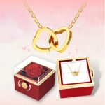 PolishedPlus Custom Names Heart Necklace – Personalized Jewelry with Rotating Rose Gift Box