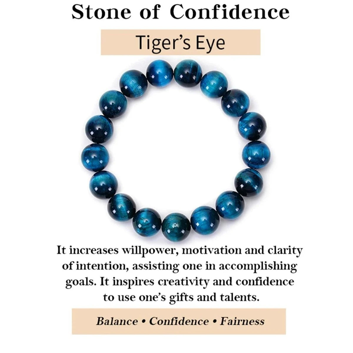 Minimalist Blue Tiger Eye Stone Beaded Bracelet - Image 4