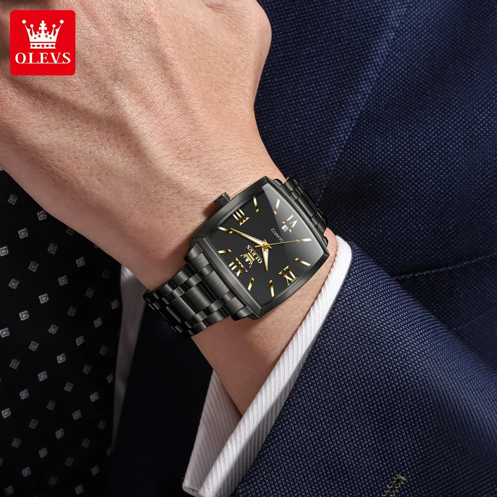 OLEVS 2969 Men’s Square Quartz Watch – Waterproof, Luminous, with Automatic Date Display - Image 4
