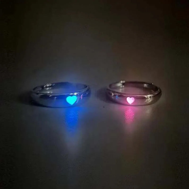 Fashion Blue Love Heart Luminous Ring - Image 13