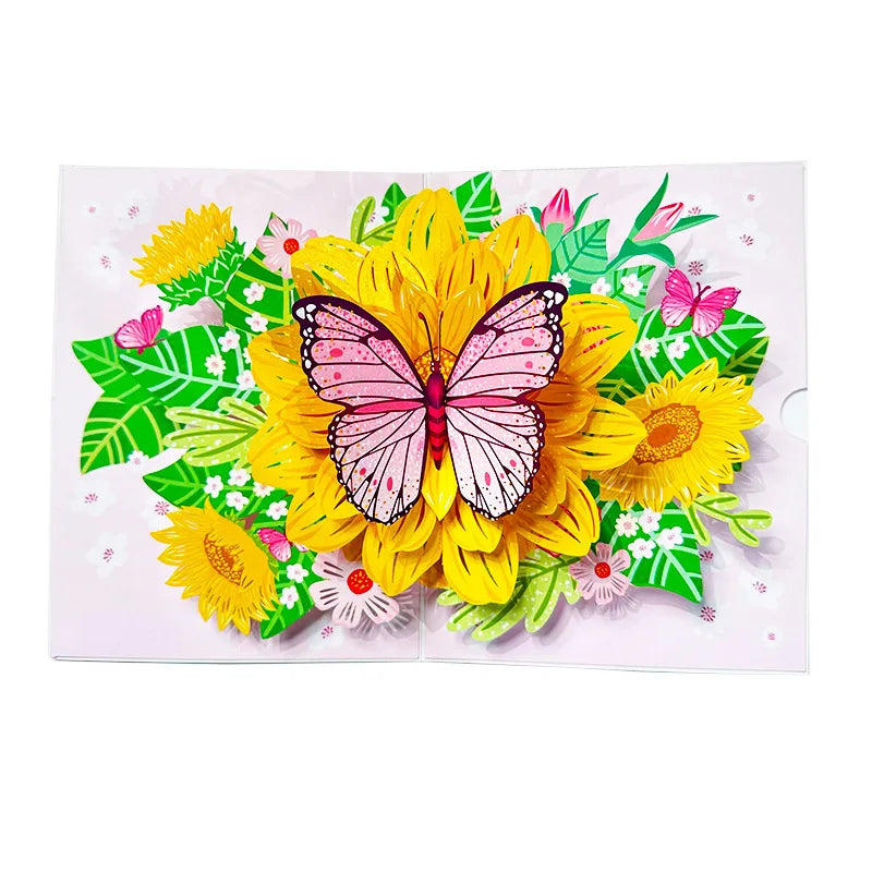 Birthday Card – Ins Wind Butterfly Dance Sunflower Premium 3D - Image 4