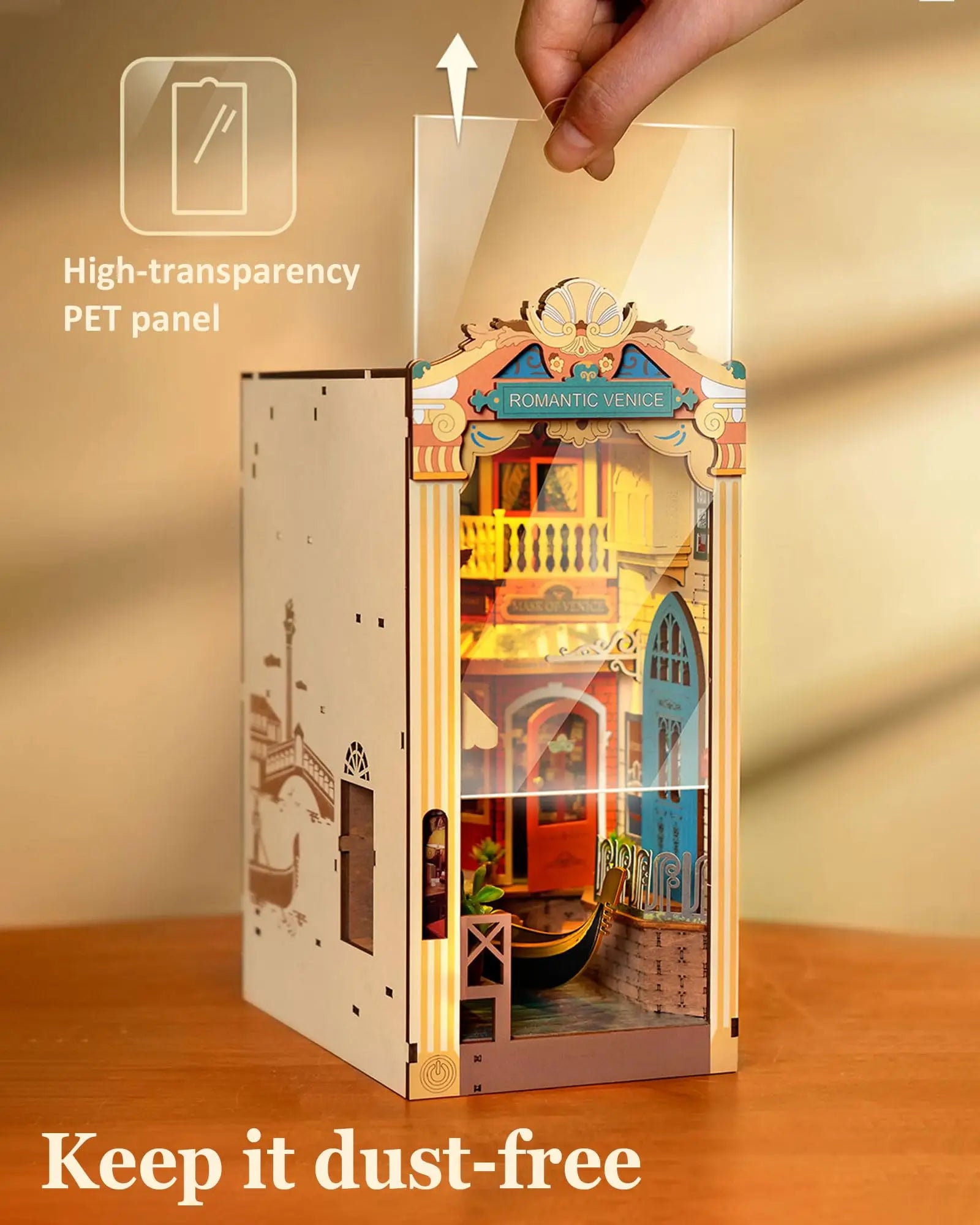 Robotime Rolife DIY Book Nook Kit – Romantic Venice 3D Wooden Puzzle for Adults - Image 3