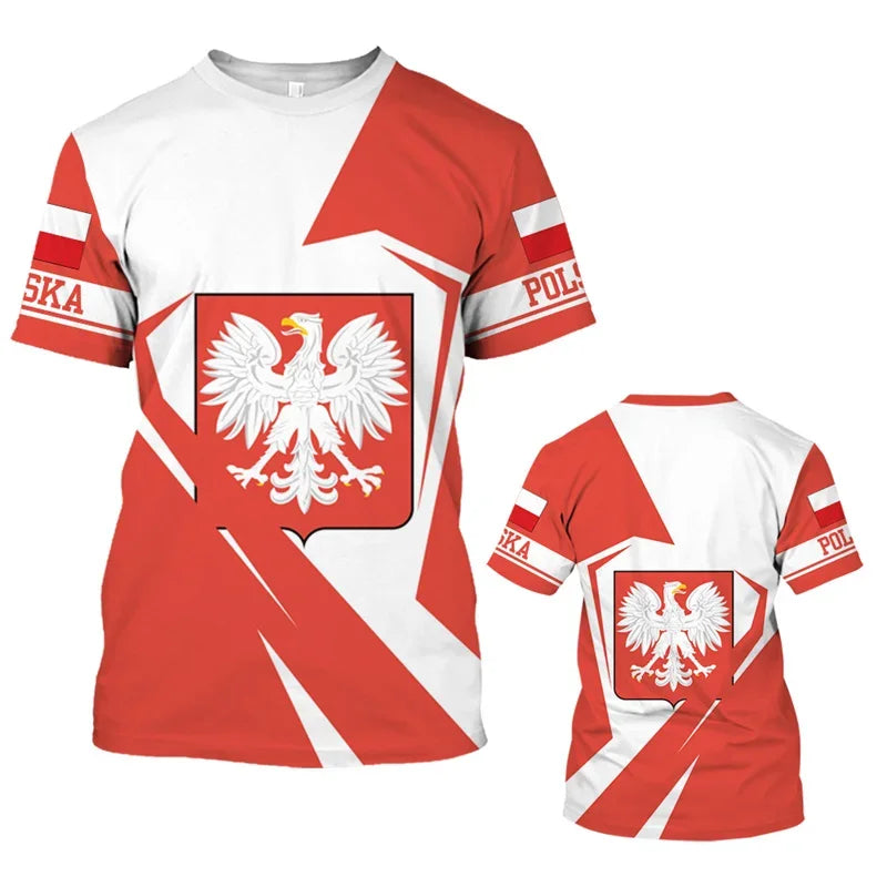 Polish Polska White Eagle Emblem T-Shirt – 3D Nation Flag Graphic Tee for Men - Image 4