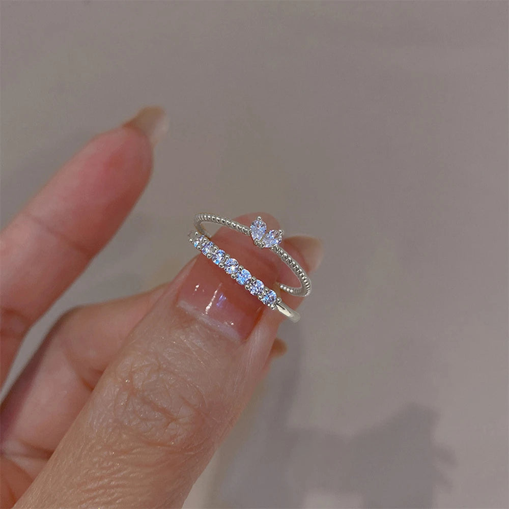 Aesthetic Elegant Dainty Crystal Heart Rings - Image 10